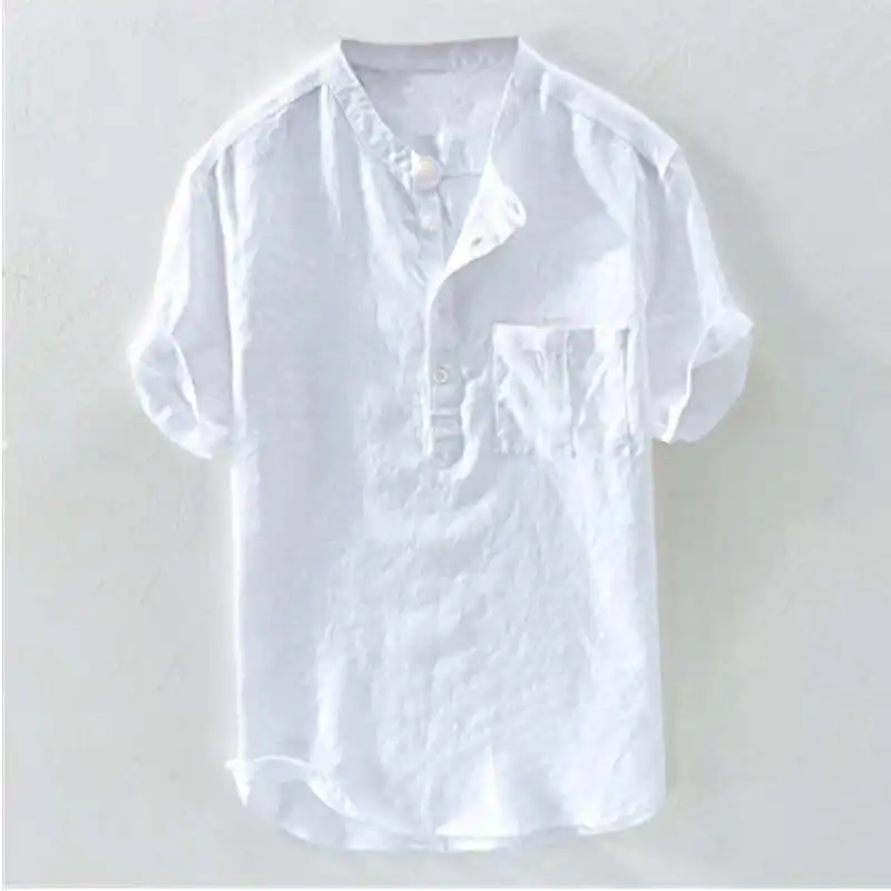 

Summer Thin Pure Color ort Sve irt Stand Fit Youth Faion Cotton Blend oulder Pad irt ort Length Zipper Closure