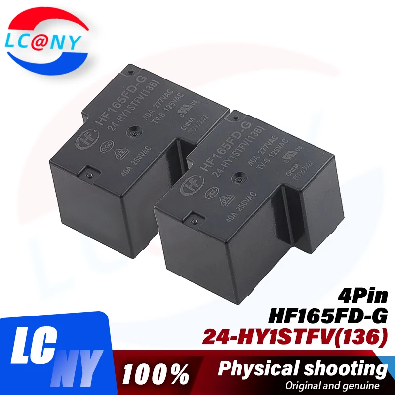 5PCS Original Power HF Relay HF165FD HF165FD-G-24-HY1STFV 24VDC 4PIN 40A Power relay HF165FD-G-24-HY1STFV relay