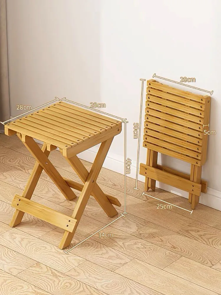 Taburete de bambú portátil plegable multifuncional para niños, taburetes bajos, minimalismo moderno, muebles de sala de estar resistentes y duraderos