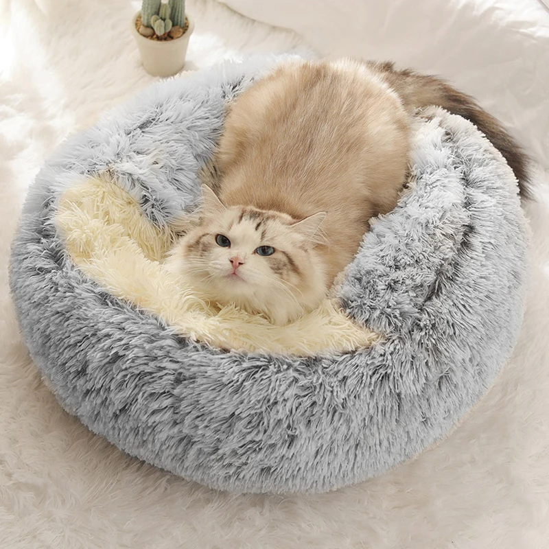 Plush Bed For Ferret Small Pets Winter Warm Cave And Hideout Long Hair Kitten Puppy Bed Round Covered House Sleeping Mat