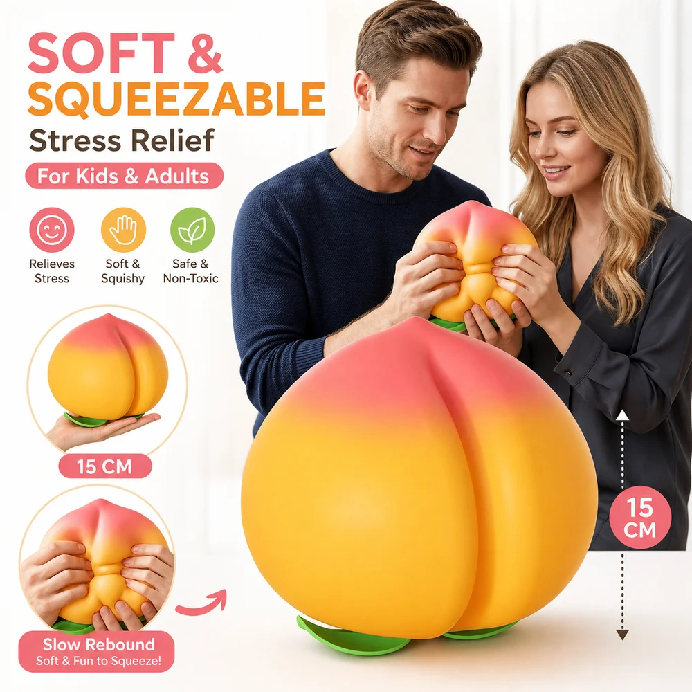 New 15cm Extra Large Big Peach Stress Relief Soft Big Anti-stress Squeeze Funny Fruit Shape Fruit Shape for Adults & ​​