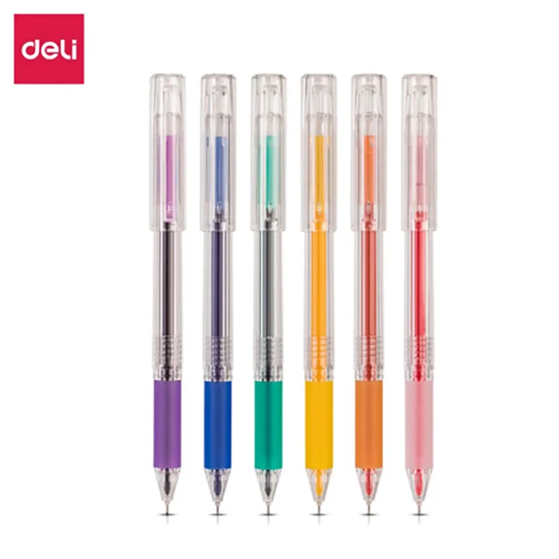 

6pcs/box Deli A125 0.5mm All The Needle Gel Pen Colorful Ink Creative Neutral Pen Signature Pen