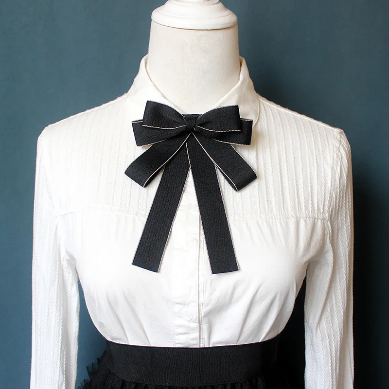 

Vintage Ribbon Bowtie Female Girl Navy Pink Elegant Bowknot Suit Shirt School Uniform Butterfly Collar Pins Women Accessories