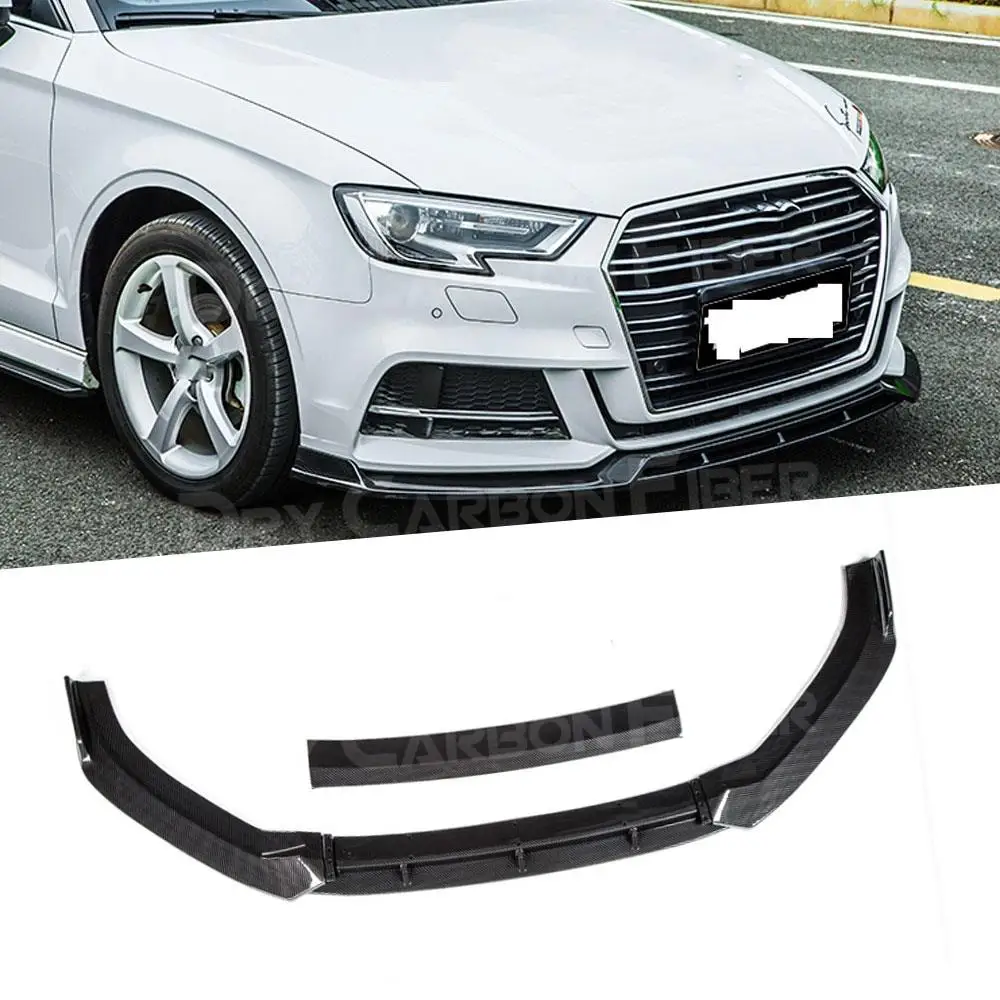 Front Bumper Lip Spoiler for Audi A3 Sline S3 Not A3 Standard 2017 2018 2019 ABS Carbon Look Black Head Chin Guard Car Styling