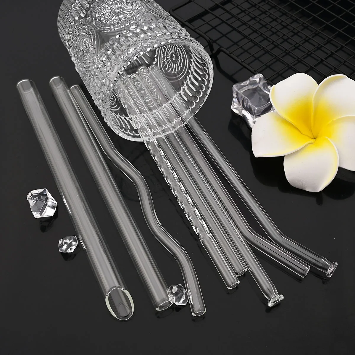 12mm Reusable Drinking Straw High Borosilicate Glass Straws Straight Boba Bubble Tea Milk Smoothies Fruit Cocktails Bar