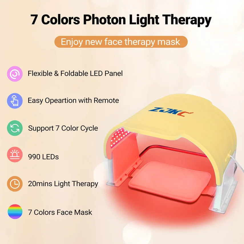 7 In 1 Colors Led Light Therapy Masks Face Red Blue Phototherapy Beauty Device Pdt for Acne Skin Rejuvenation Whitening