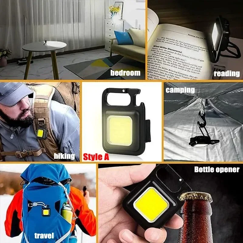 Mini LED Keychain Lights Pocket Work Light Portable IPX4 Waterproof Multifunction Flashlight for Outdoor Camping Lighting