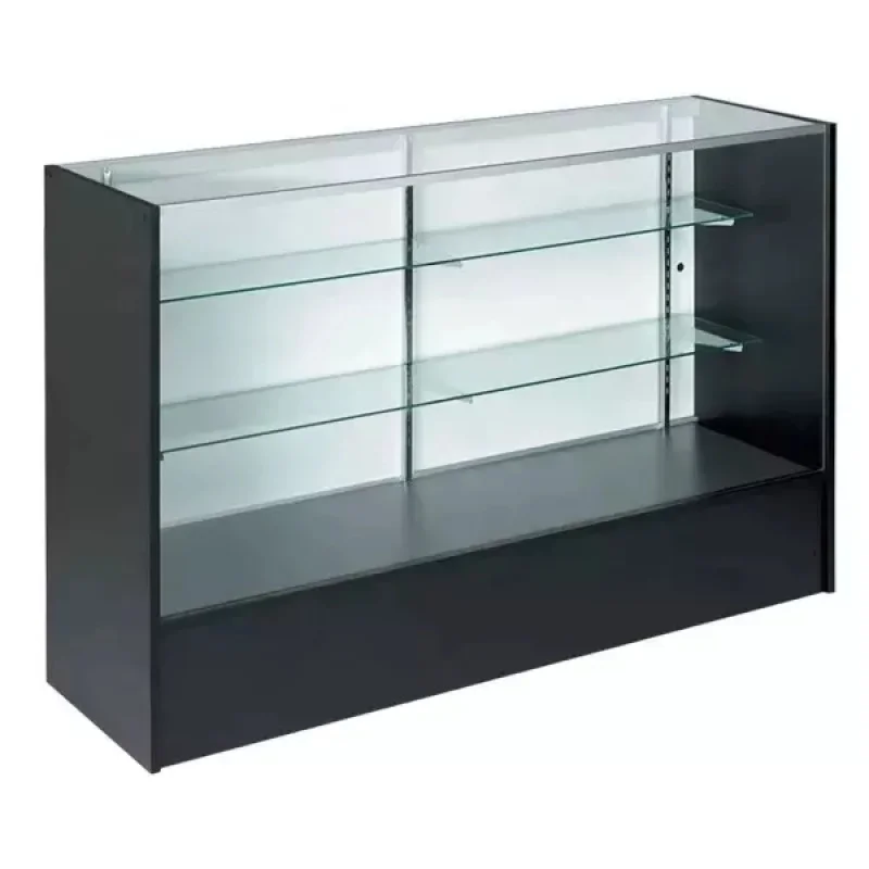 customized.6 feet Economic Wooden Frame Glass Counter with Led Light Lockable Display Smoke Shop Glass Display Showcase