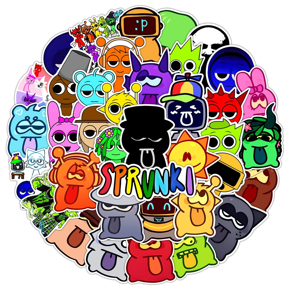 

10/30/50pcs Cute Cartoon Incredibox Sprunki Stickers Funny Anime Music Game Decal for Kid DIY Laptop Suitcase Guitar Sticker Toy
