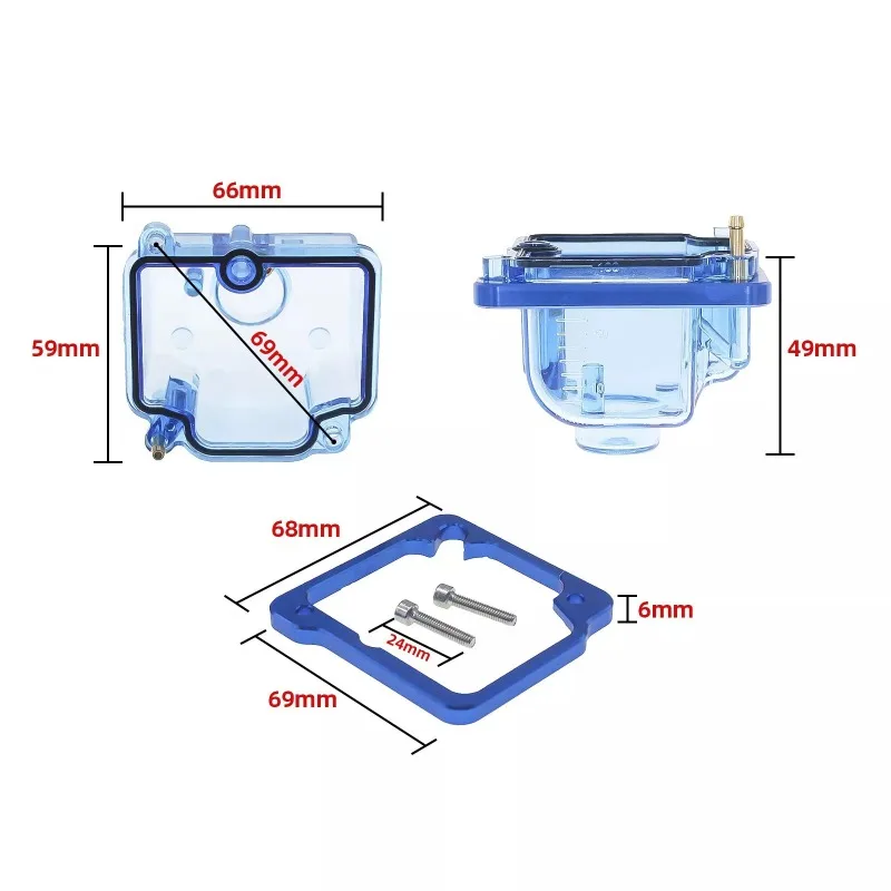 Universal Motorcycle Carburetor Bottom Transparent Float Bowl Lower Cover Bowl For Keihin PWK EVO OKO KOSO 21-34mm Carb