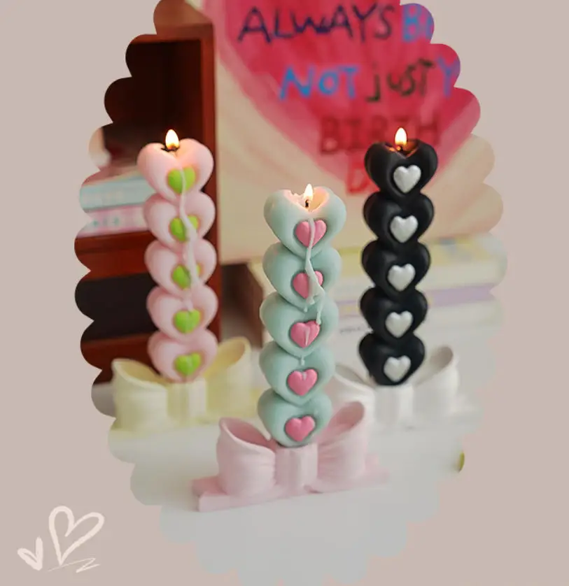 

327261 Wholesale Handmade Scented Candles - Love Heart Taper Candles for Birthday Gifts & Home Atmosphere