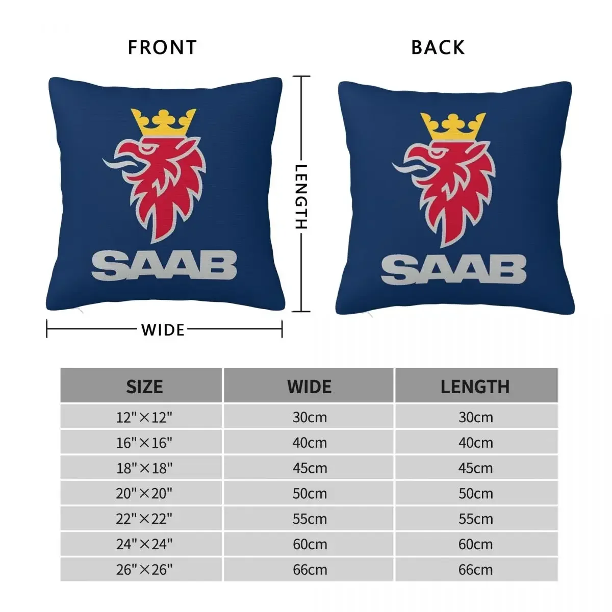 Saab Logo Products Square Pillowcase Pillow Cover Polyester Cushion Decor Comfort Throw Pillow for Home Car