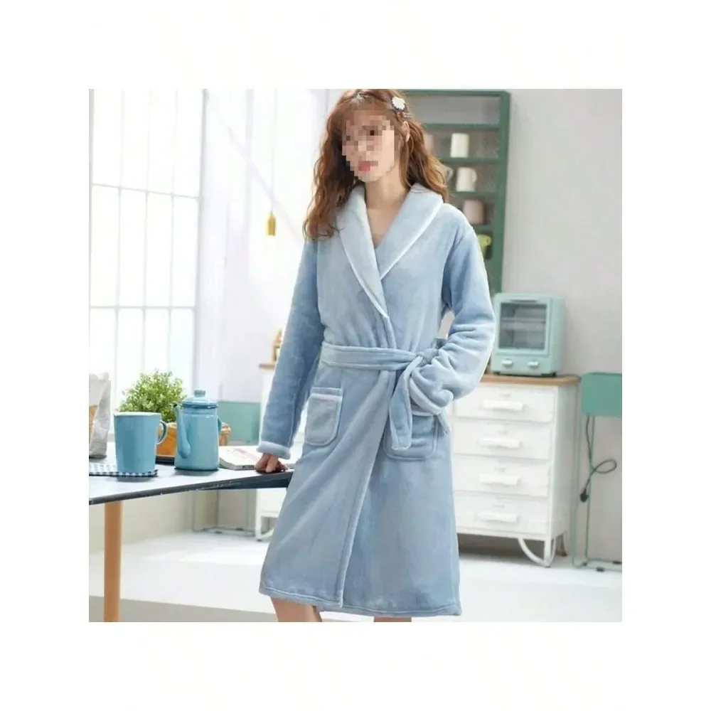 

Unisex Solid Color Long Sleeve Bathrobe, Soft Thick Loungewear, Couple Bathrobes, Bathroom Essentials, Autumn Winter