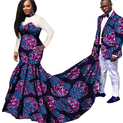 Ropa de pareja africana, vestido de manga larga de hilo de pétalos para mujeres, chaqueta con estampado Riche para hombres, trajes, ropa tradicional de fiesta y boda