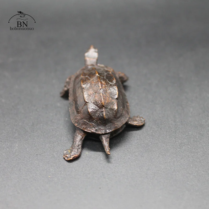 China Vintage Copper Bagua Feng Shui Dragon Turtle Statue Desk Small Ornament Home Decoration Craft Accessories Animal Figurine