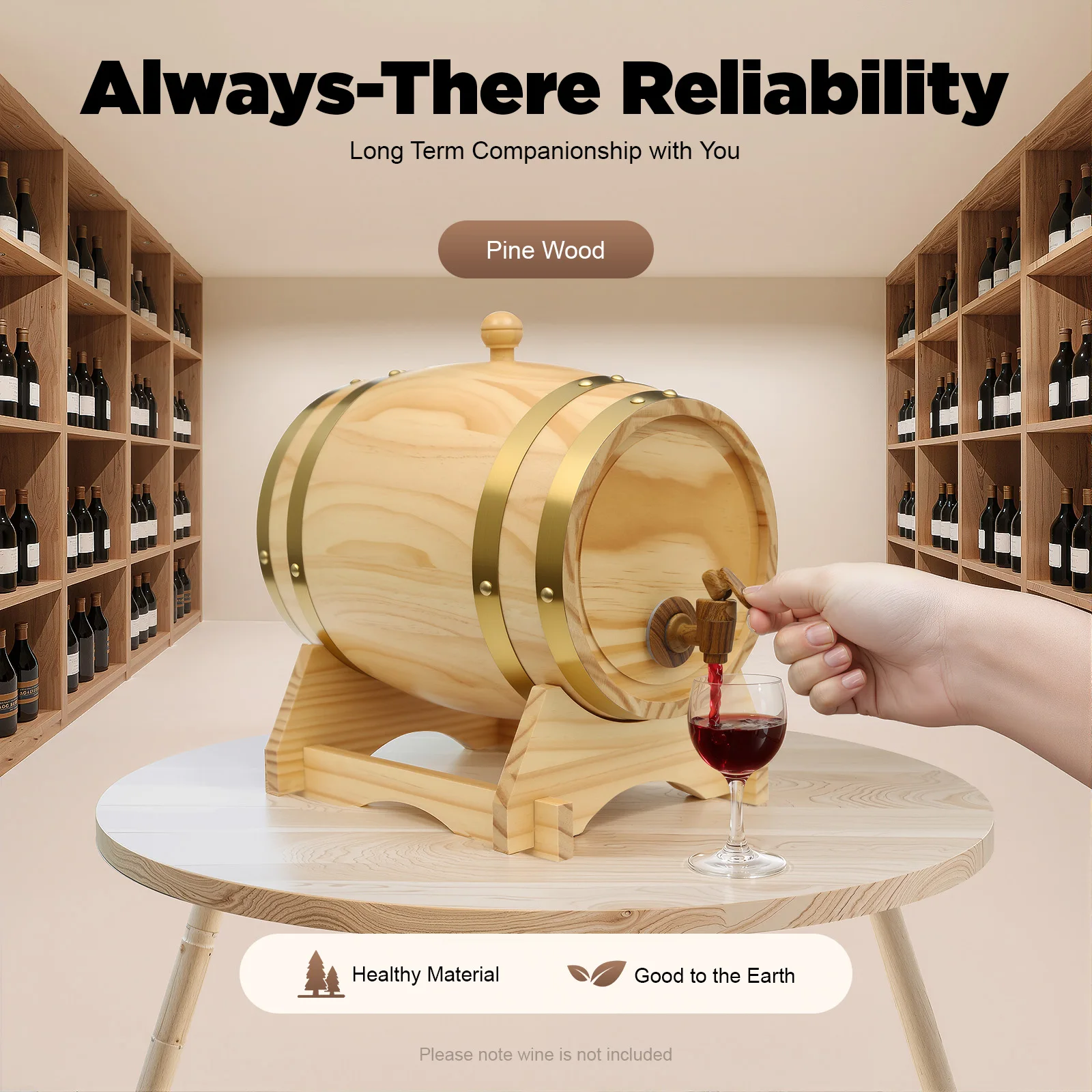 

Oval Pine Wood Wine Barrel, 5L/1.32gal Wine Barrel with Stand and Small Faucet, Wood Barrel for Whiskey and Wine