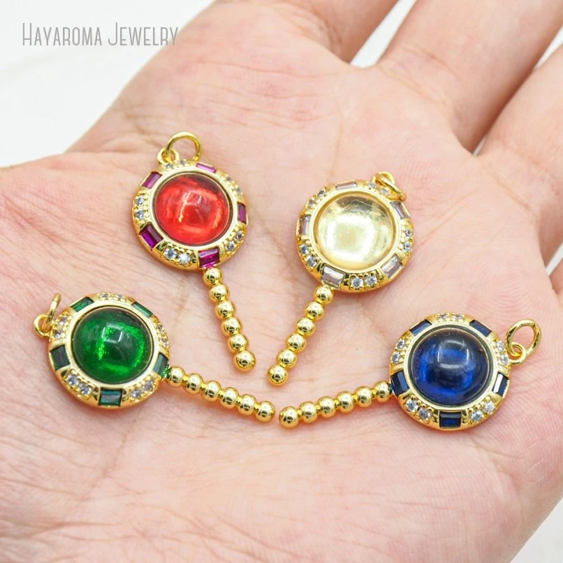 

10Pcs Round Coin Shape Circle Invisible Setting Metal Cubic Zirconia Jewelry Gold Color Copper Wholesale Pendant