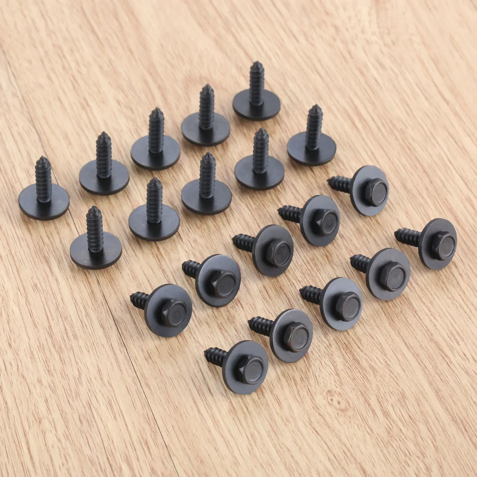 20Pcs Universal Car Auto Self-Tapping Screws 4.7mmx17mm Captive Loose Washer 8mm Hex Head Black Fastener Clips