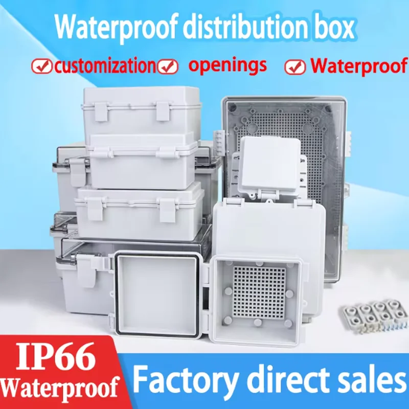 IP66 Waterproof Gray/Transparent Cover Enclosure Juction ABS Plastic Outdoor Electronic Waterproof Box Wholesale Distribution