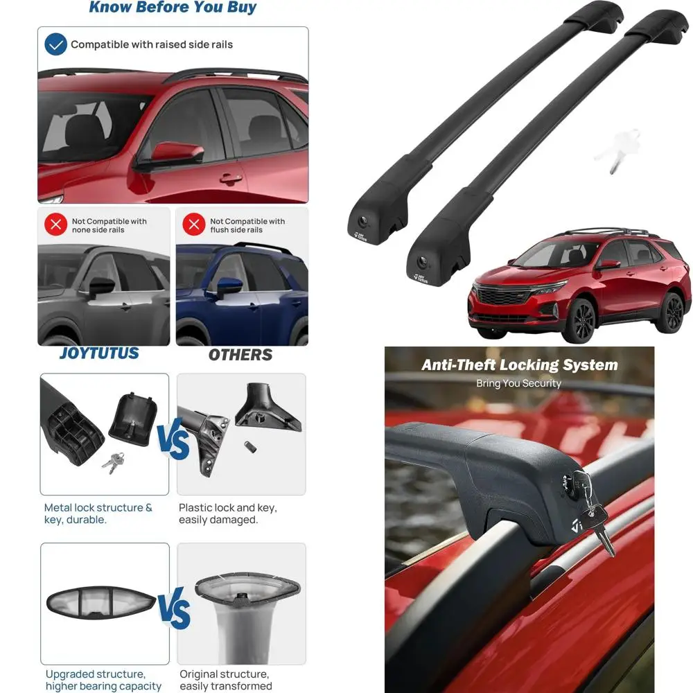 

Универсальный багажник на крышу для Chevy Equinox и GMC Terrain 2018-2024 гг., алюминиевые стержни, подходит для корзин на крышу, велосипедов, каяков, сноубордов,