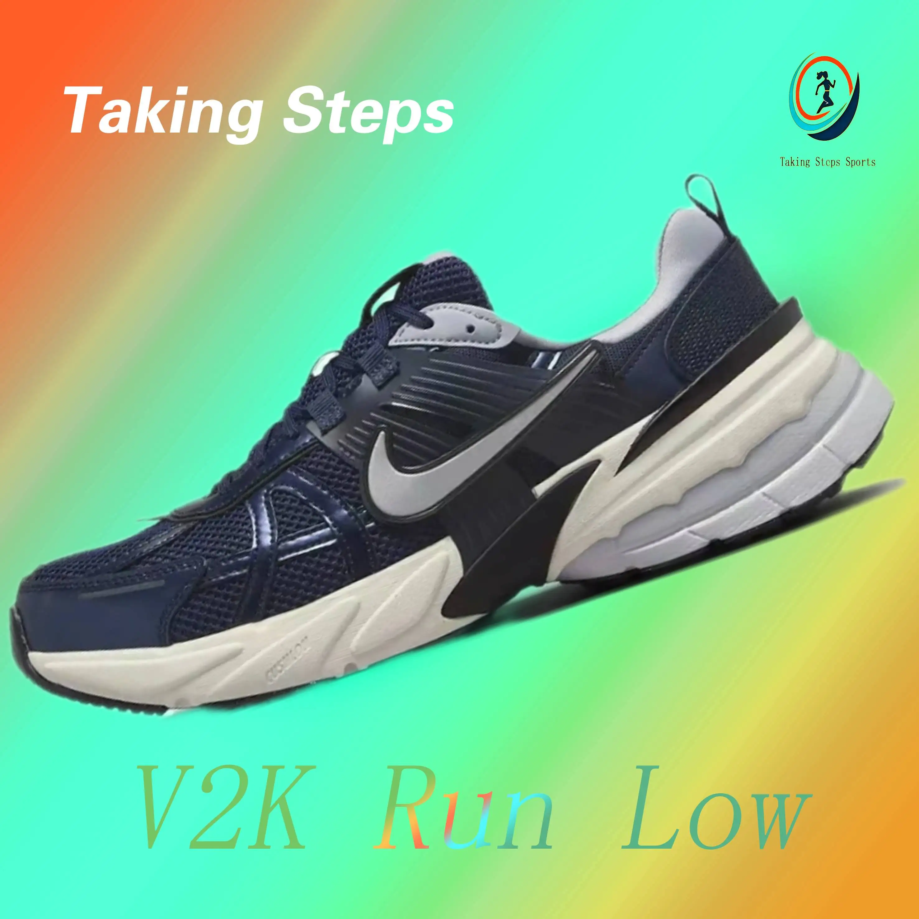 حذاء الجري Nike V2K Run Round Toe Comfort Low Top كاجوال للرجال باللون الأزرق