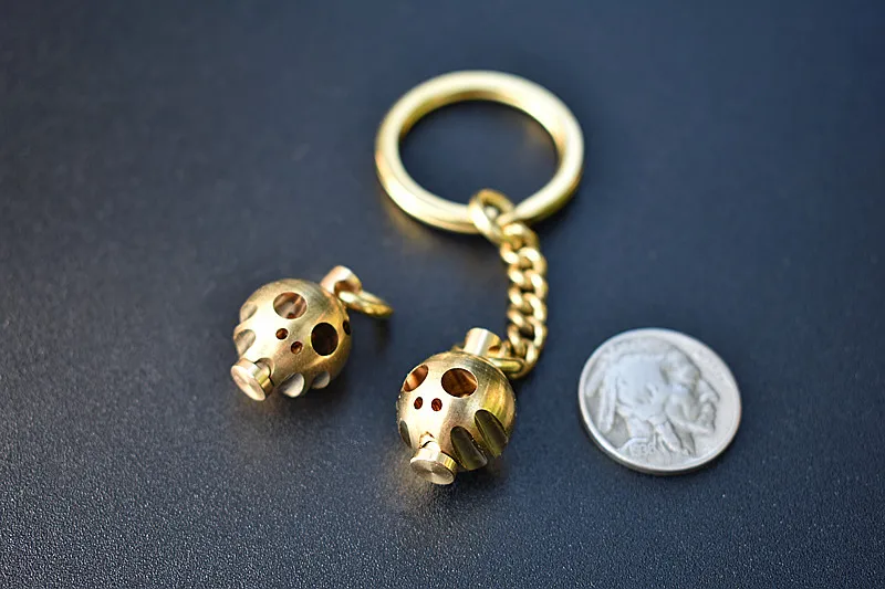 1 Piece Brass Skull Umbrella Rope Knife Pendant EDC Ghost Keychain Charm Bracelet Preparation Rope DIY Accessories