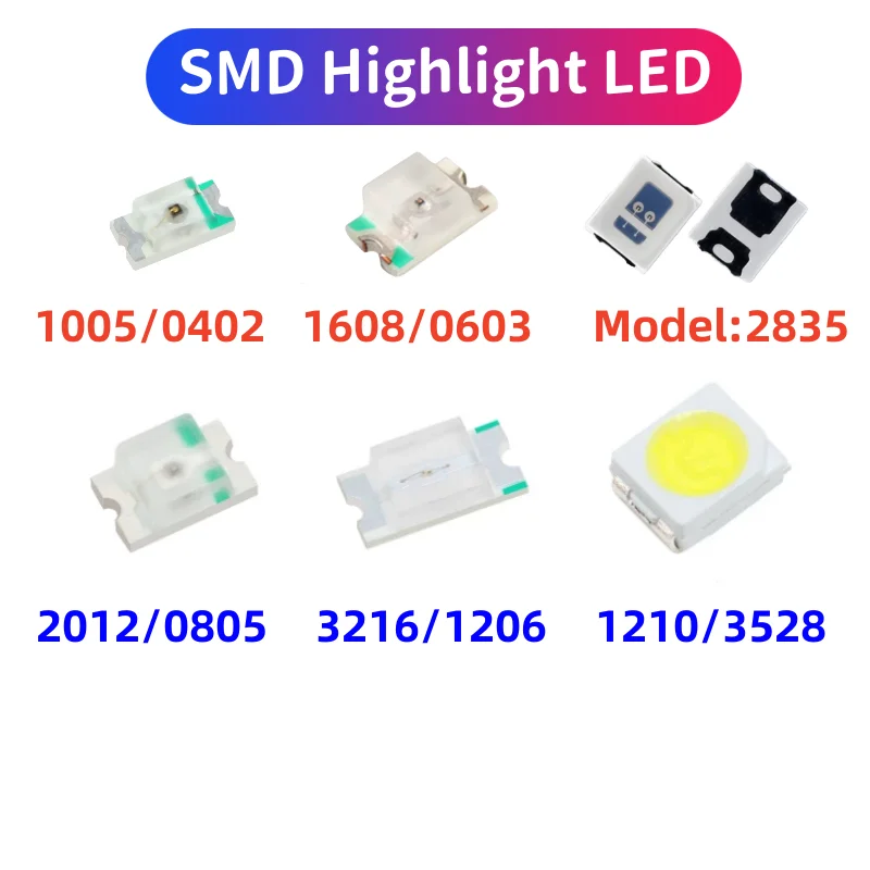 4000PCS 3000PCS 2000PCS Light-emitting diode 0402 0603 0805 1206 1210 SMD LED Diodes light Yellow Red Green Blue White