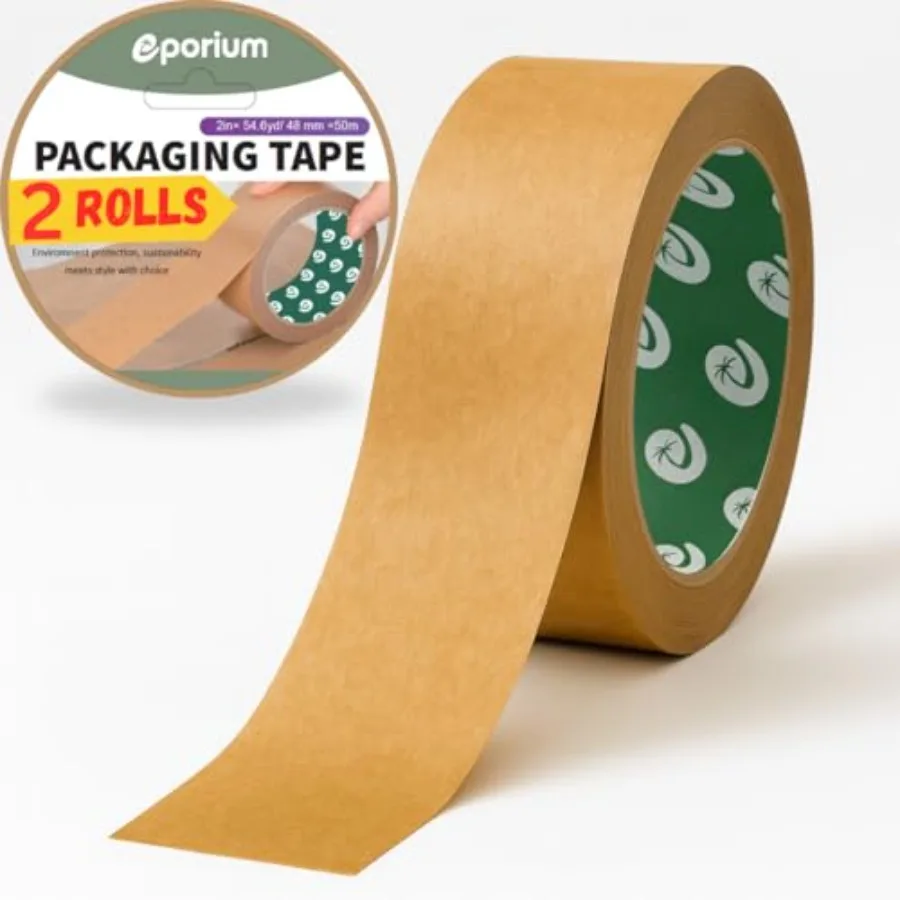 Premium Paper Packing Tape Self Adhesive Recyclabe 2 in. x 55 Yd 50m Eco Friendly Heavy Duty Writable Packaging Tape for Box Se
