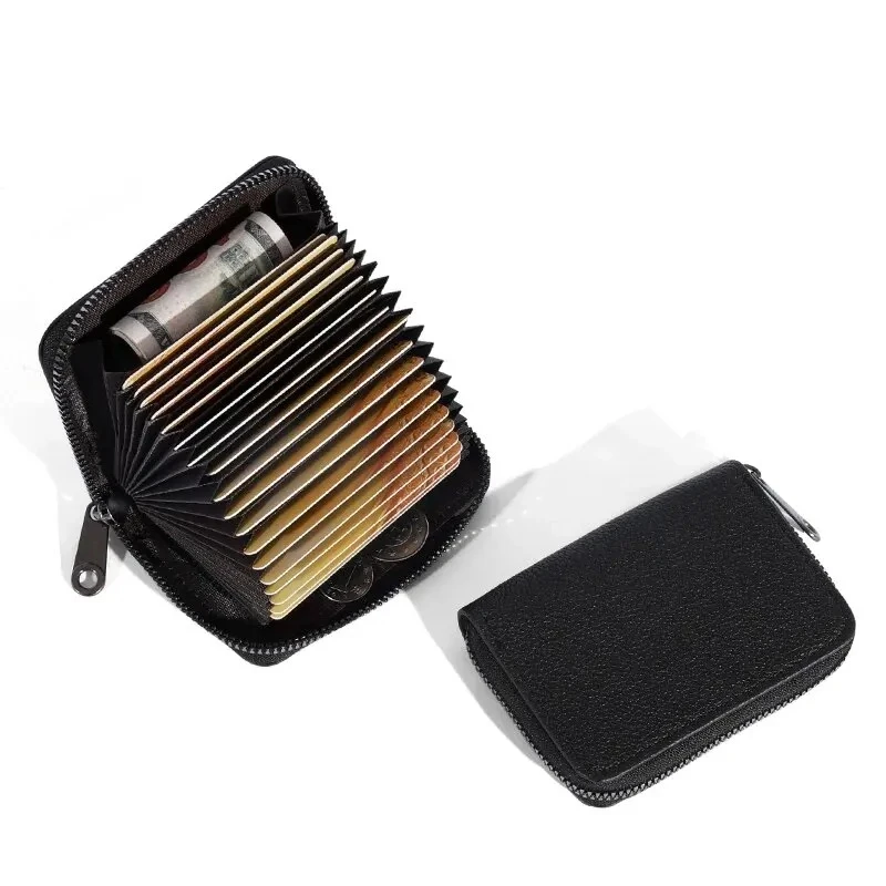 ซองใส่บัตร 20 ช่อง ทำจากหนัง PU สำหรับใส่บัตรเครดิต บัตรประชาชน บัตรธนาคาร บัตรโดยสาร พร้อมช่องใส่เหรียญ ป้องกันการลบข้อมูลแม่เหล็ก กระเป๋าใส่บัตรแบบมีซิป