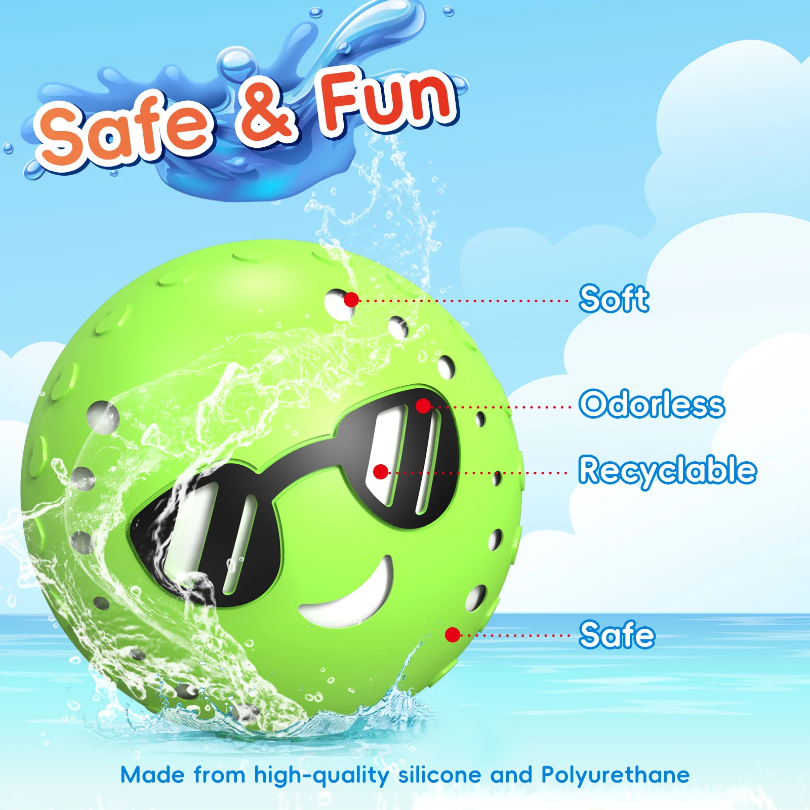 Reusable Water Balloon Fighting Water Ball Toy Magnetic Silicone Water Ball Children's Silicone Water Ball Squirt Toy