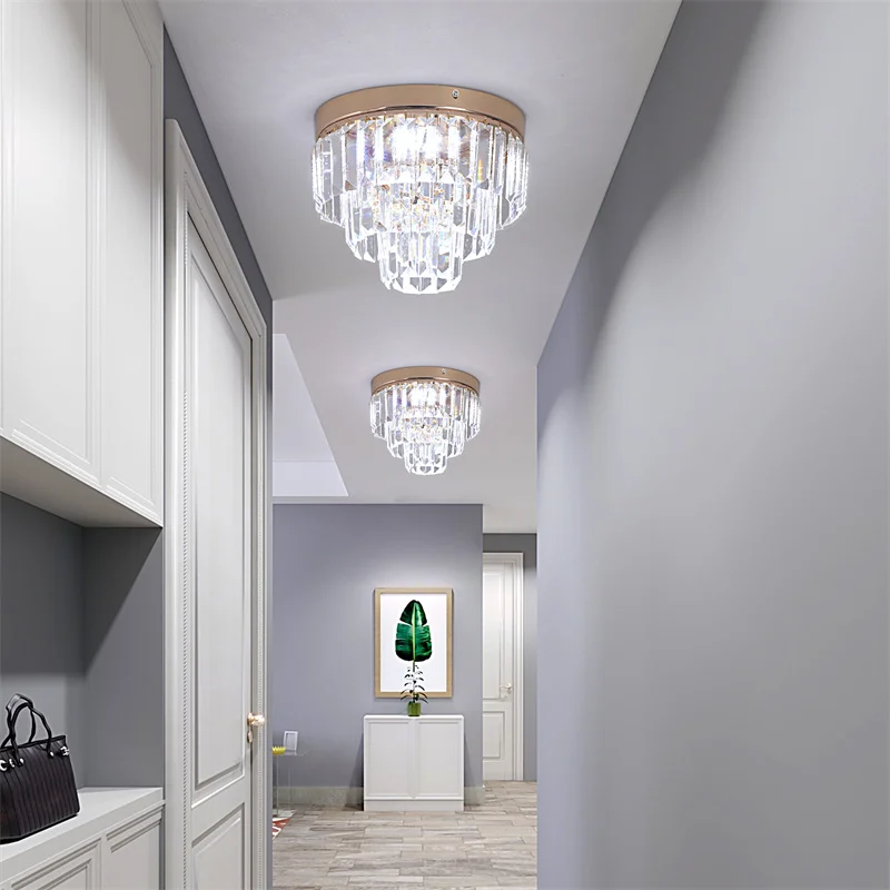 Crystal Indoor Chandelier Lamp Corridor Ceiling Light Pendant Bedroom Fixtures Luminarias Люстра Потолочная Hanging Home Decor