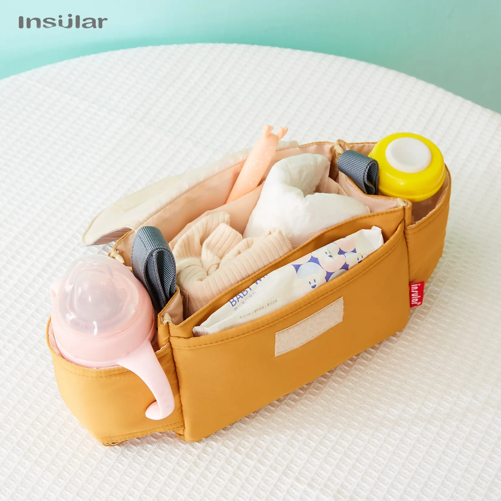 INSULAR Stroller Organizer Mommy Diaper Bag with Cup Holder Hanging Basket Hook Universal Baby Pram Carriage Accessories view 4