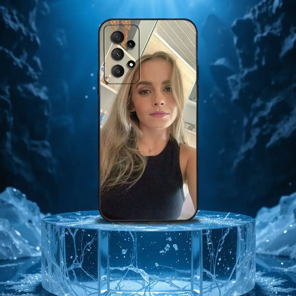 حافظة هاتف A-مثلة Emma W-Watson لهاتف سامسونج جالاكسي A13، A21s، A22، A31، A32، A52، A53، A71، A80، غلاف أسود ناعم