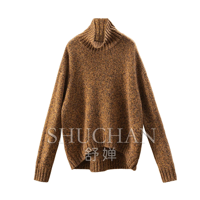 

Fancy Yarn Warm 100 Wool Turtleneck Long-sleeved Sweater Women Pullover Oversize Women Sueter Mujer Invierno 2024