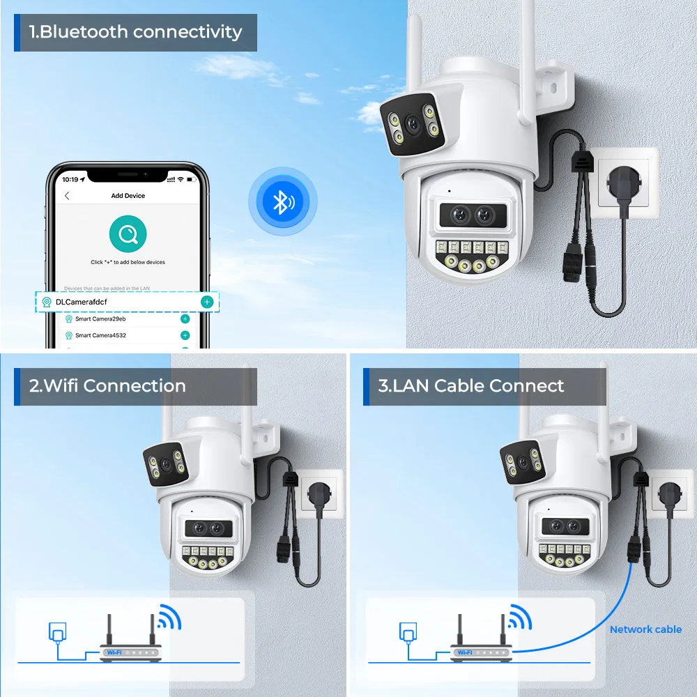 BESDER 6K 12MP Wifi Camera PTZ Dual Screen 8X Digital Zoom AI Auto Tracking Outdoor 8MP CCTV IP Camera Security Protection iCSee