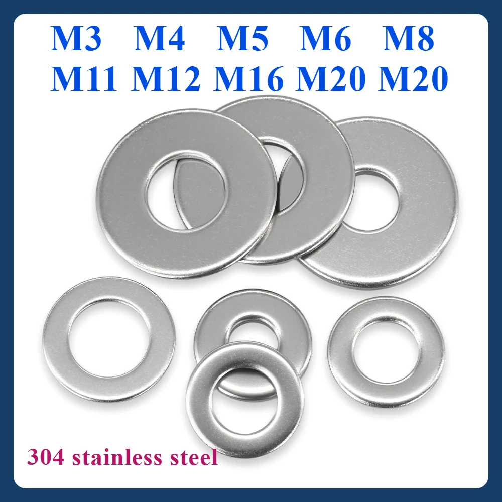 

304 Stainless steel flat washer M3 M4 M5 M6 M8 M11 M12 M16 M18 M20 M20 screw washer extra large washer Flat round