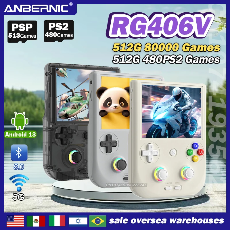 

НОВАЯ портативная игровая консоль ANBERNIC RG406V, 4IPS, сенсорный экран, Android 13 RGB-подсветка, Unisoc T820, 64-битный игровой плеер, PSP, PS2 Game