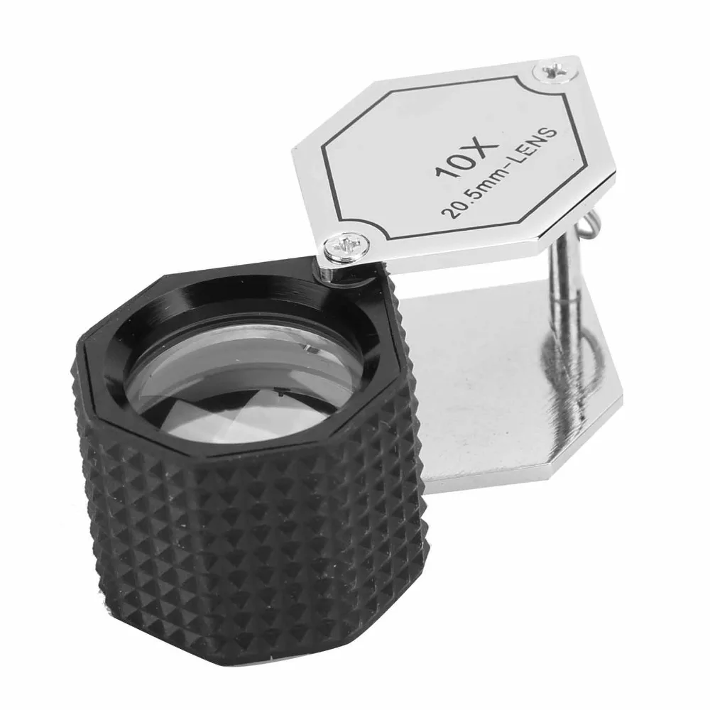 10x Magnification Jewelry Loupe 20.5mm Lens Triplet Lens 10X Magnifier Metal Foldable Pocket Size Pocket Magnifying Tool