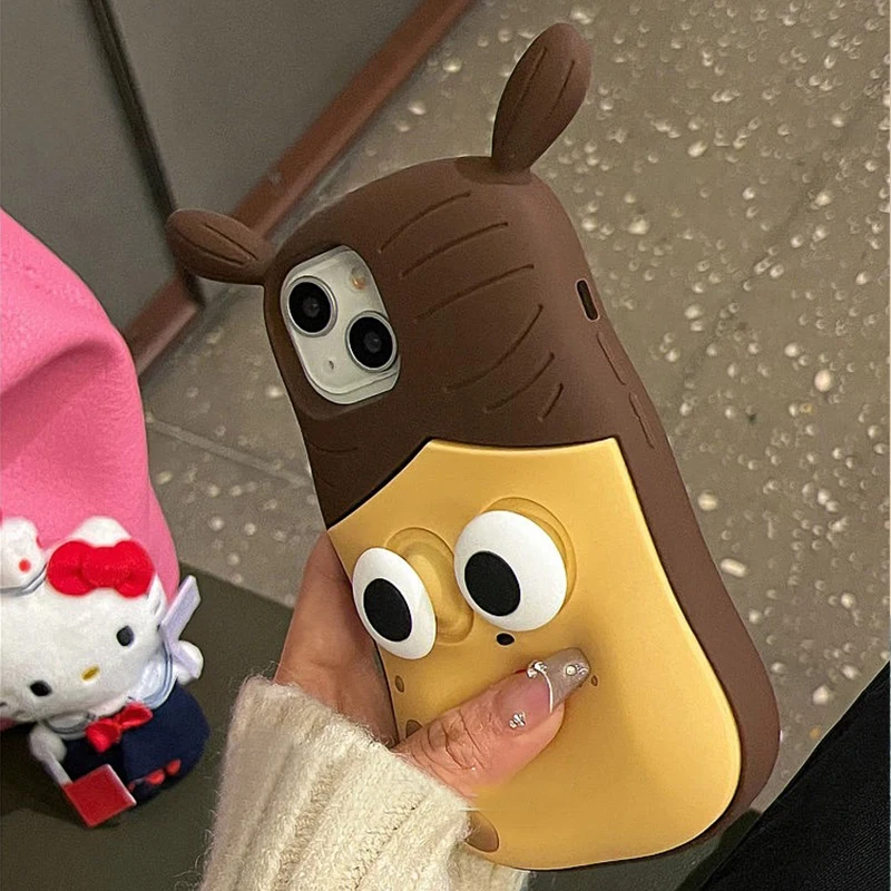 Funny Dynami Cartoon Pigtail Girl 3D Phone Case For iPhone 15 13 12 14 Pro Max 15Pro 14 13PM Protection Soft Silicone Cute cover