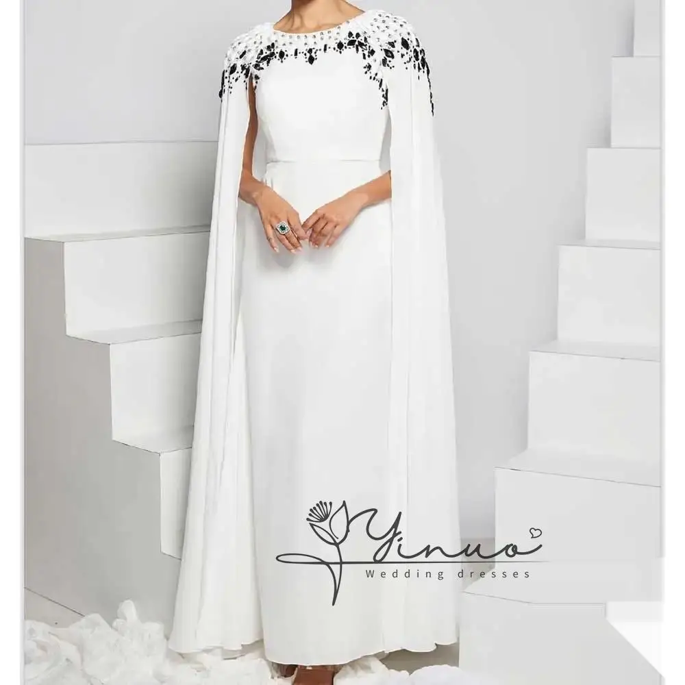 Evening Dress Floor Length Luxury Birthday Shawl Sleeves Summer Elegant Wedding Party Gowns For Women Arab