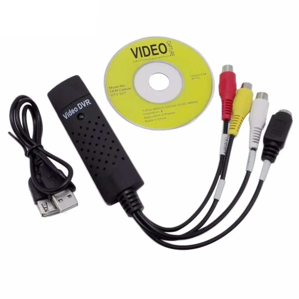 Easycap USB 2.0 Video TV DVD VHS DVR محول التقاط جهاز التقاط الفيديو USB يدعم Win10