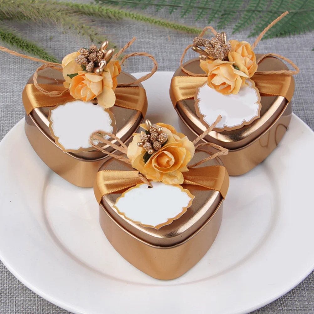 

5Pcs Love Candy Box Tinplate Iron Boxes Heart Design Wedding Party Birthday Celebration Gift Tins for Chocolate Snack Storage