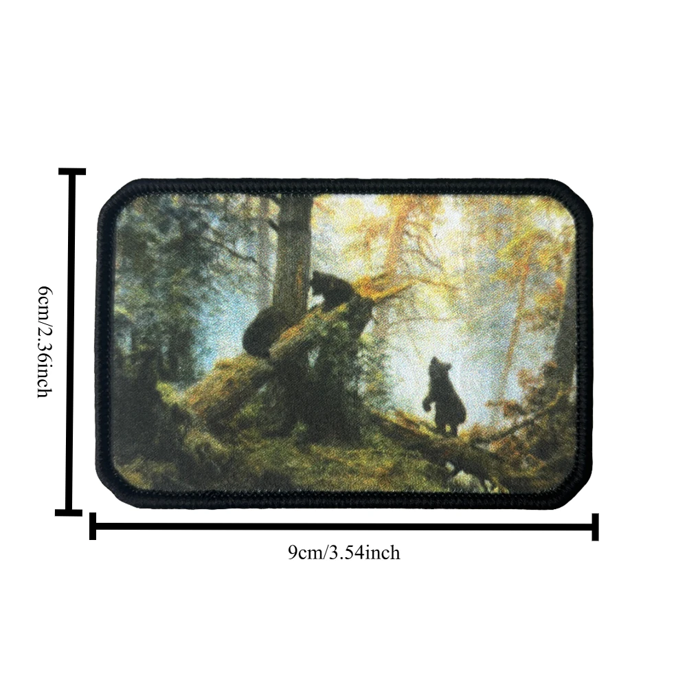 Parche táctico velcro estampado bosque pinos estilo óleo – moral - imagen 3