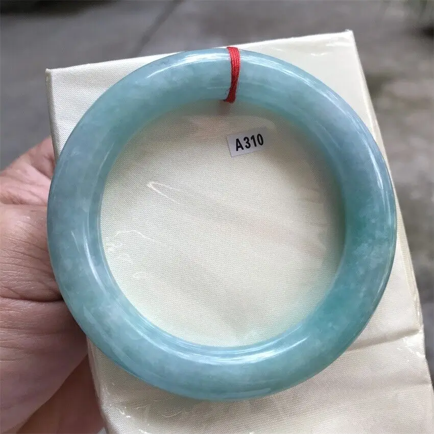 55mm Natural Icy Lake Blue Jadeite Jade Bracelet Burma Jade Bracelet Bangle