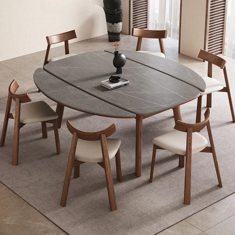 

Scalable Rock Slab Dining Tables Solid Wood Table Household Circular Dining Tables Modern Simplicity Luxury Mesa Furniture