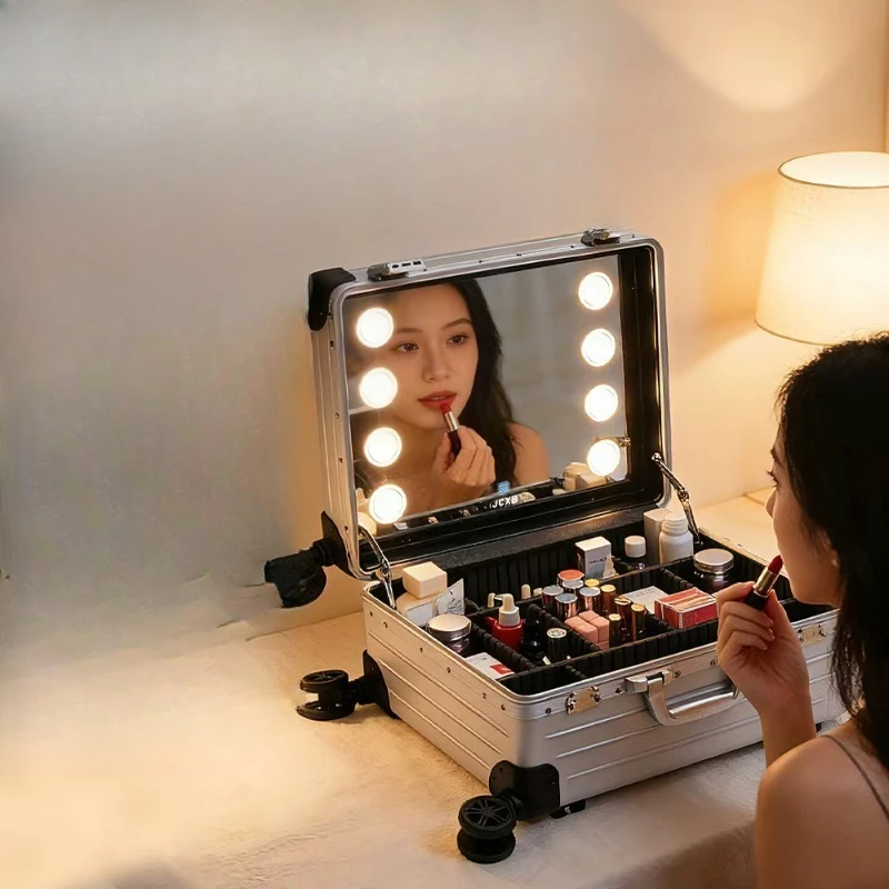 Aluminum-magnesium alloy makeup suitcase, professional professional  stylist, bride, outdoor makeup suitcase