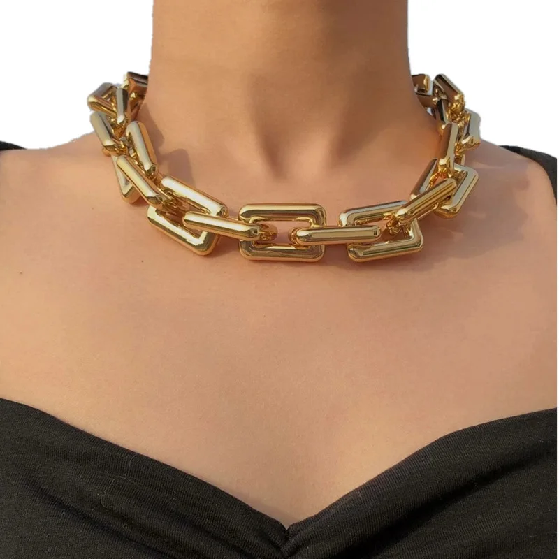 European and American simple chain necklace collarbone chain foreign trade tube chain neck chain, AliExpress Internet celebrity