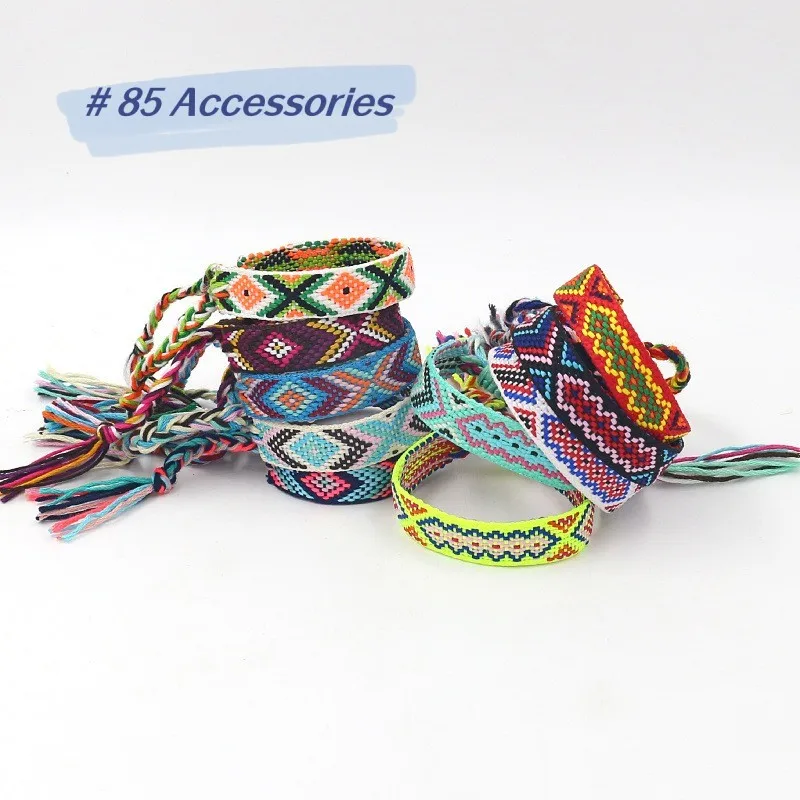 Novelty Woven Fabric Nepal Style Friendship Bracelets Handmade Adjustable Braided Rope String Sliding  For Women ZN00130