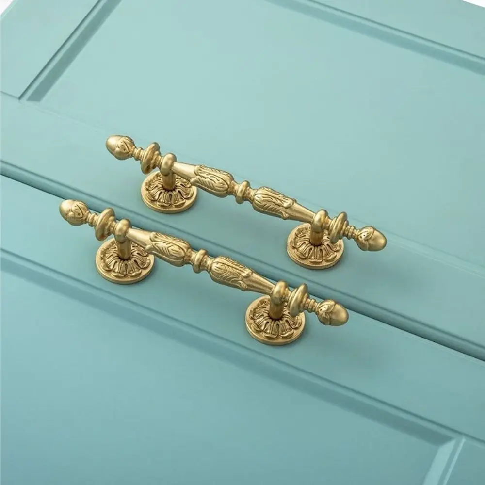 Solid Brass Furniture Handles Brushed Antique Brass Antique Bronze Finish Drawer Knobs Long Handle Design Single-Hole Mounting