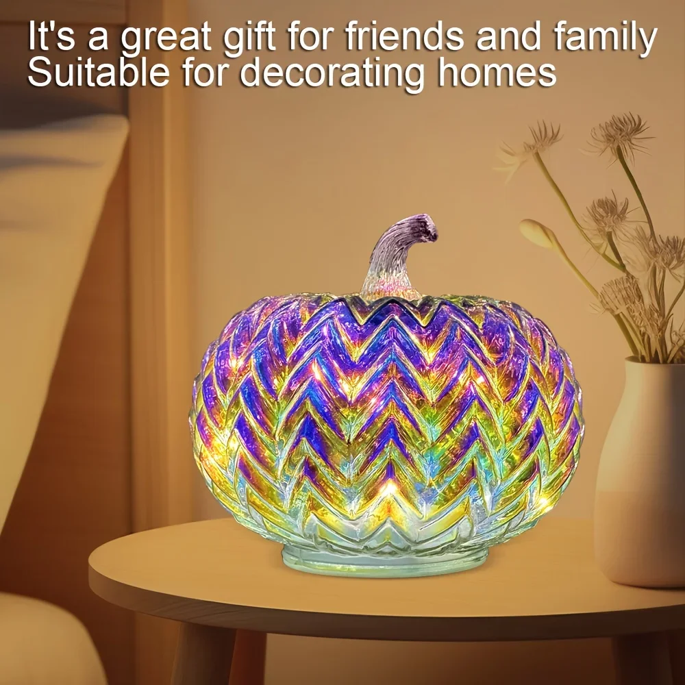 2025 فانوس اليقطين الزجاجي الفاخر لتزيين حفلات الخريف الداخلي هدية للمنزل قطعة مركزية لعيد الشكر والهالوين
